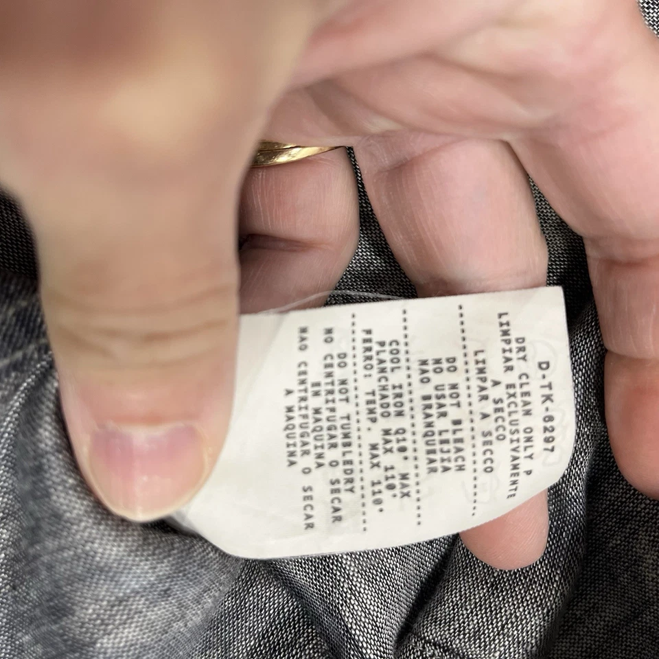 Ermenegildo Zegna Men’s L Button Up Shirt Gray 100% Linen Aztec - Stain - Image 3 of 4