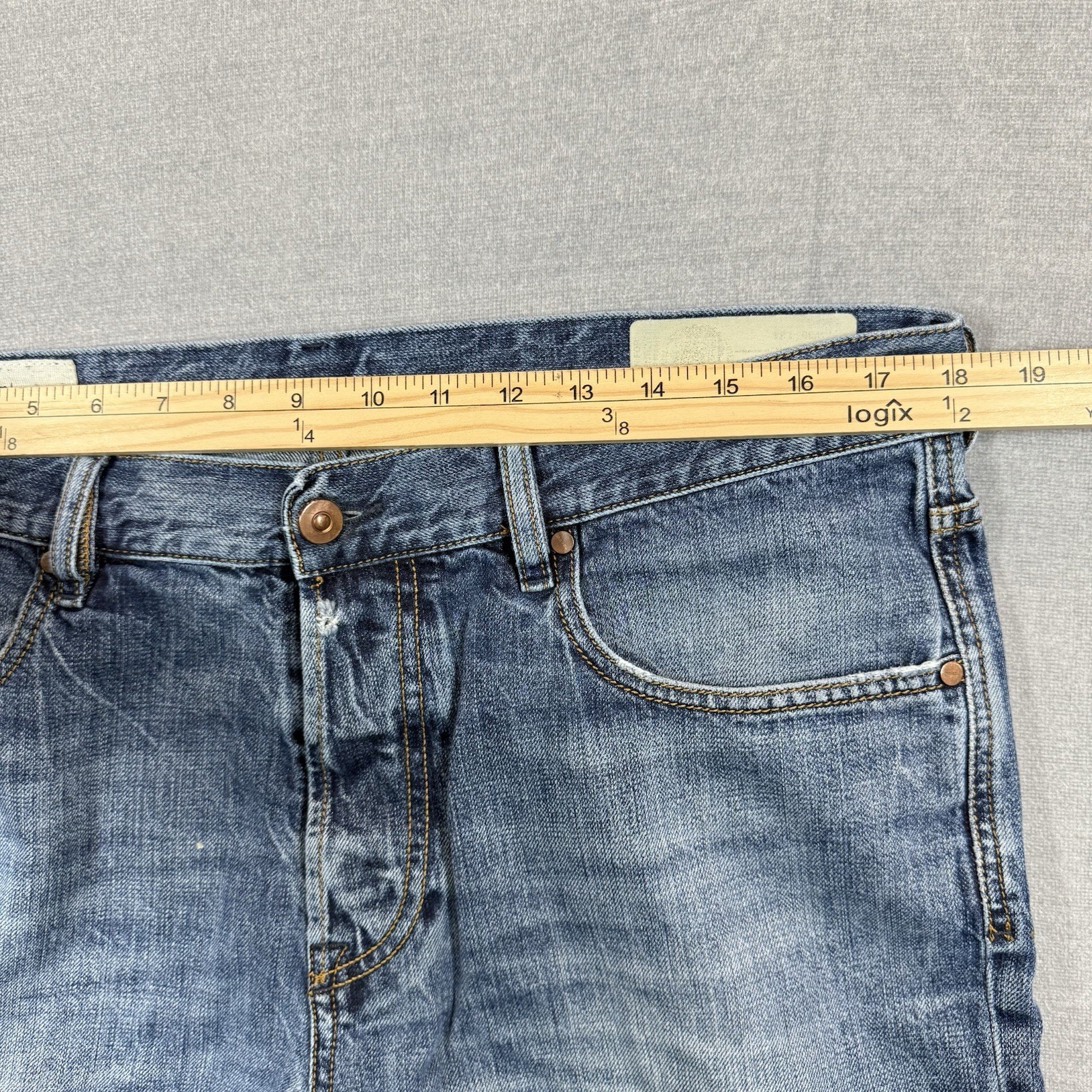 Diesel Jeans Men 36x30 Blue Mharky Slim Skinny Factory Distressed Rockstar 080AG thumbnail 9