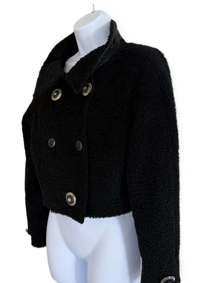 Chaqueta Gianni Versace Couture Otoño/Invierno 1994 Pasarela Negra Recortada Boucle Talla S Foto 4 de 4