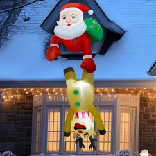 DR.DUDU 7 FT Christmas Inflatable Outdoor Decorations, Blow Up Santa Claus with