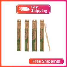 Brush with Bamboo Toothbrush with Plant-Based Bristles - 4 Pack