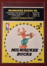 1981 Fleer Basketball Stickers Milwaukee Bucks Yellow Cartoon Back Team Logo