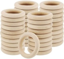 Unfinished Wood Rings for DIY Craft Projects - 45mm, Perfect for Macrame
