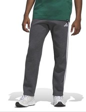 Size S-Men's adidas Essentials 3-Stripes Open Hem Fleece Pants dark gray NWT