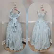 VTG Jessica McClintock Gunne Sax Dress Size 3/4 Spaghetti Iredesent Taffeta Gown