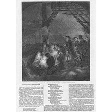 REMBRANDT The Adoration of the Shepherds - Antique Print 1847