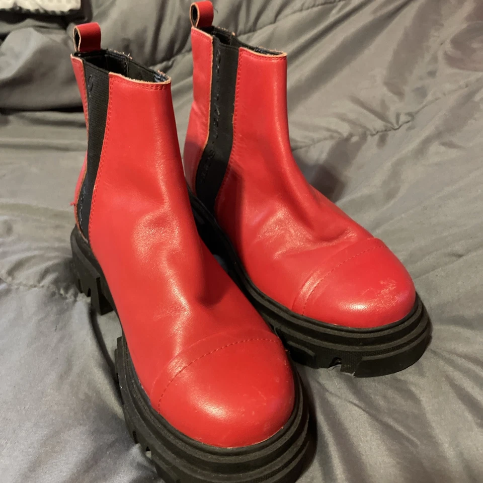 Calvin Klein женщин лодыжки красный ботинки Sz 7,5 М новый - Изображение 2 из 4