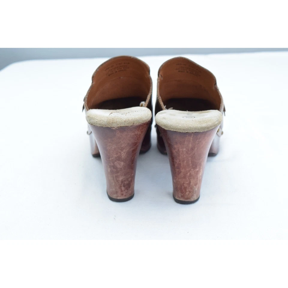 Xhilaration 8.5 Clogs Platform Heels Leather Upper Mules Brown Flower Y2K - Image 4 of 4
