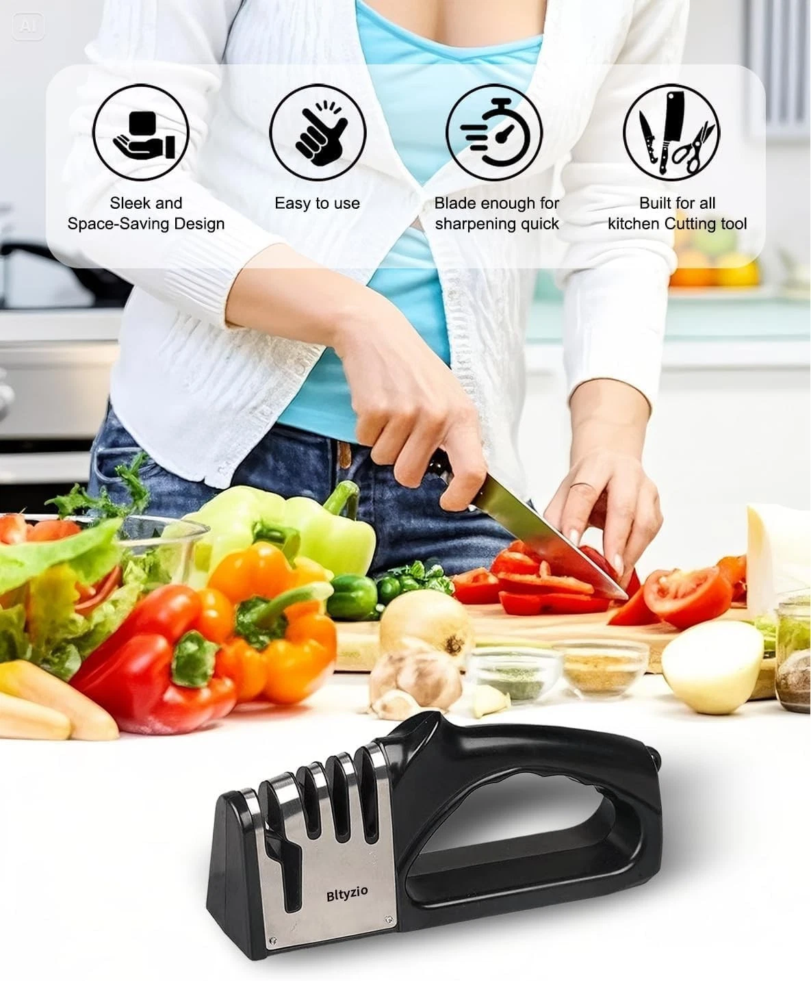 4-In-1 Kitchen Knfe Sharpener, Multi-Functional Sharpening Kit, Stylish Kitchen