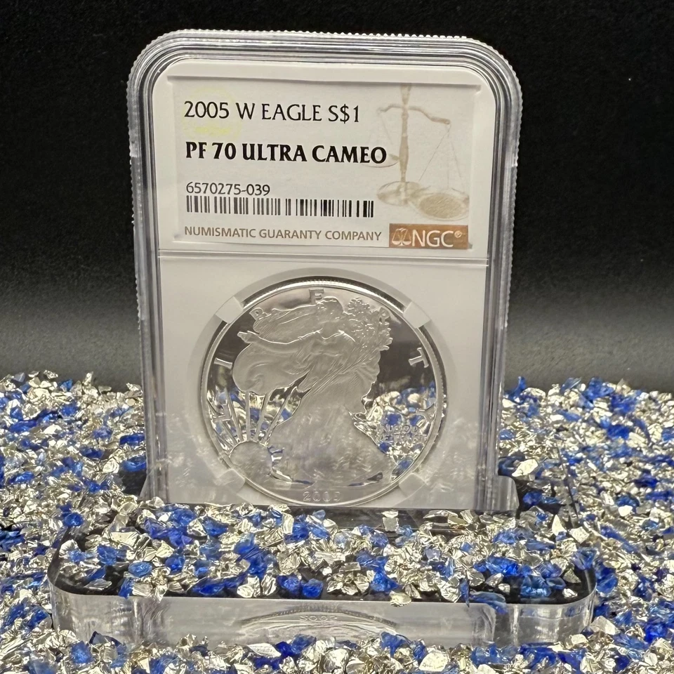 Proof 2005 W $1 Silver Eagle NGC PF70UC Modern Brown Label  1 of 14,631 Spotless - Image 3 of 4