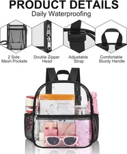 Transparent PVC Backpack - Clear Bag for Daily Use, School, Travel & Events
