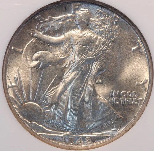 1942 P Walking Liberty Half Dollar, NGC MS66, Brilliant Gem, Superb White Coin!