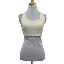 Fabletics Sports Bra Womens S Small Cream Boost Medium Impact Strappy Racerback