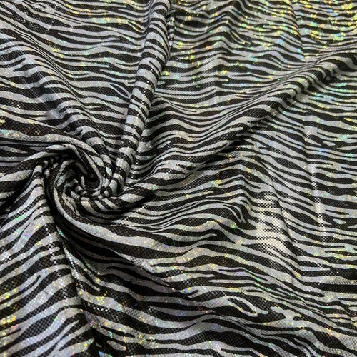 Animal Print Zebra Metallic Nylon Spandex Fabric 4 Way Stretch By Yard - Picture 5 of 9