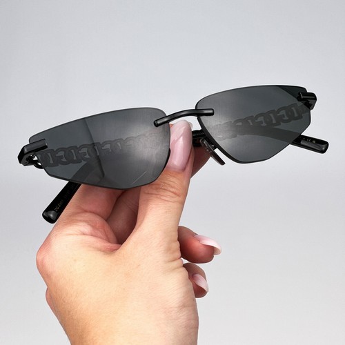 D&G Women Sunglasses Black Grey Rimless Rectangle DG2301 Essentials 01/87 NEW