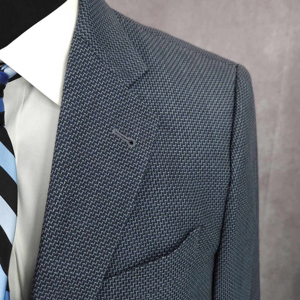 Joseph Abboud Blazer Mens 40R Blue Sports Coat Jacket Wool Silk 2 B Vtg USA - Image 4 of 4