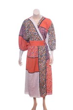 Doen Wrap Dress S 6 Women's Casual Patchwork Mix Floral Printed Midi NEW 36044