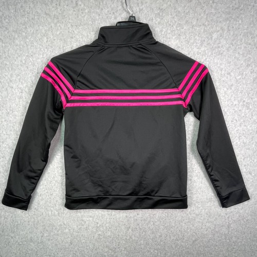 Adidas Track Jacket Girls Size XL (16) Black & Pink Stripes Zip Up Athletic - Picture 10 of 10