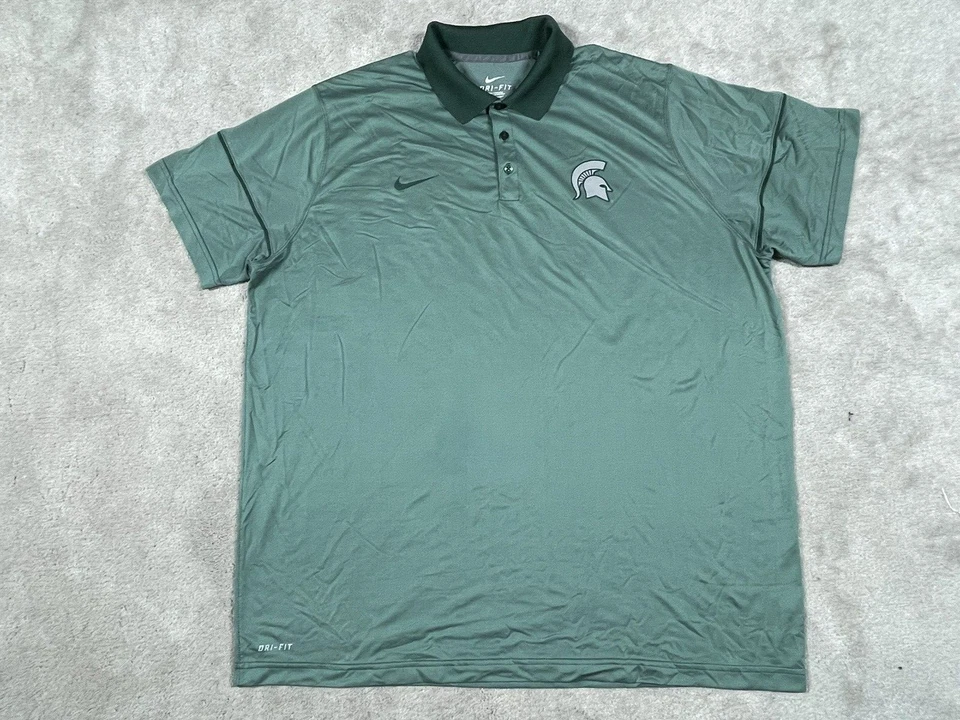 Camisa Polo Michigan State Para Hombre 3XL Verde Nike Spartans Dri Fit Rendimiento Golf Foto 2 de 4