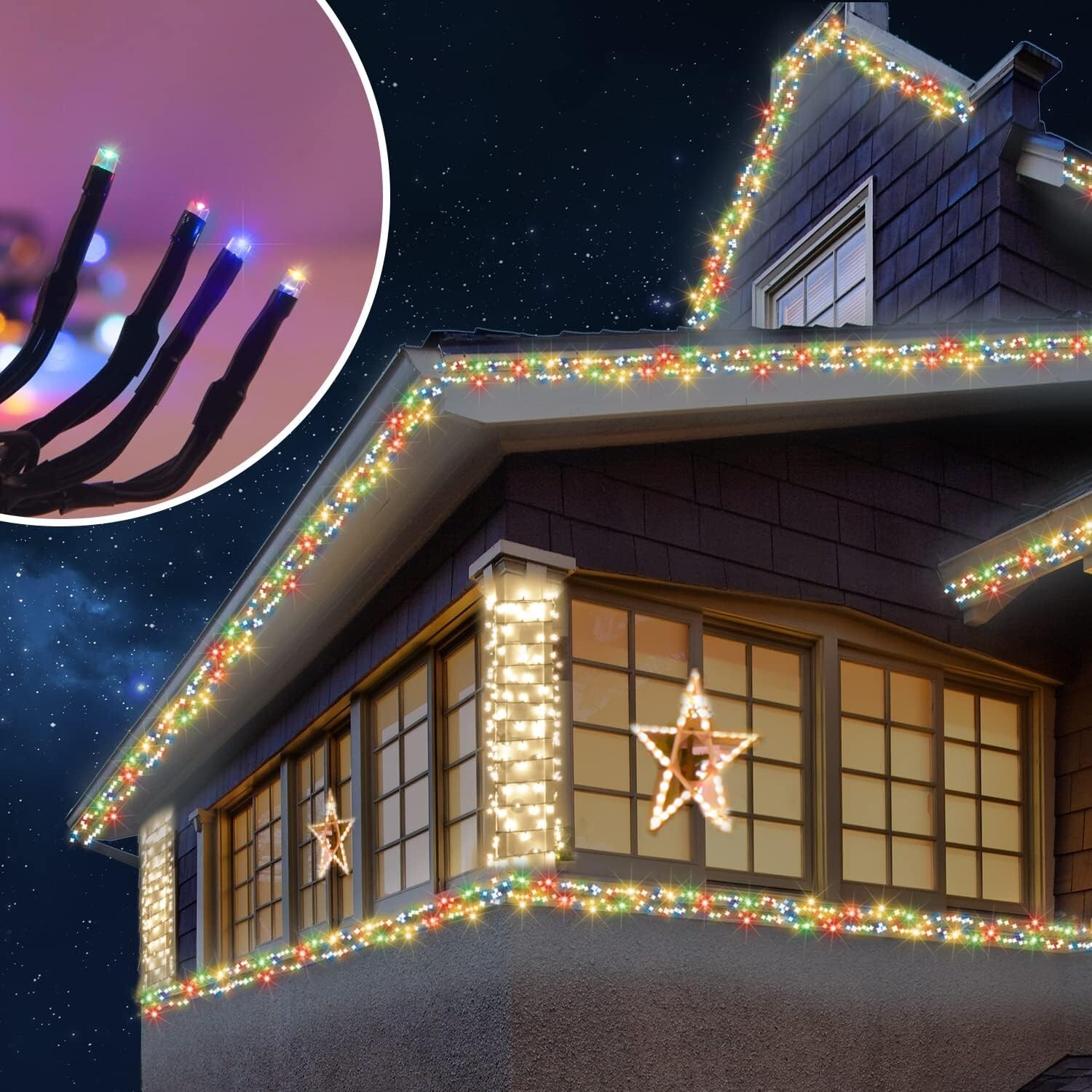 ANSIO® Christmas Lights 1000 LED 12m/39ft Cluster Tree Multicoloured Lights USED