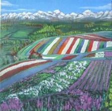 Original Acrylic painting of flower field on a 12"*12" stretched canvas