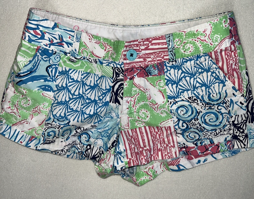 NWOT Women Sz 2 LILLY PULITZER Breakwater Blue The Walsh Shorts Pink