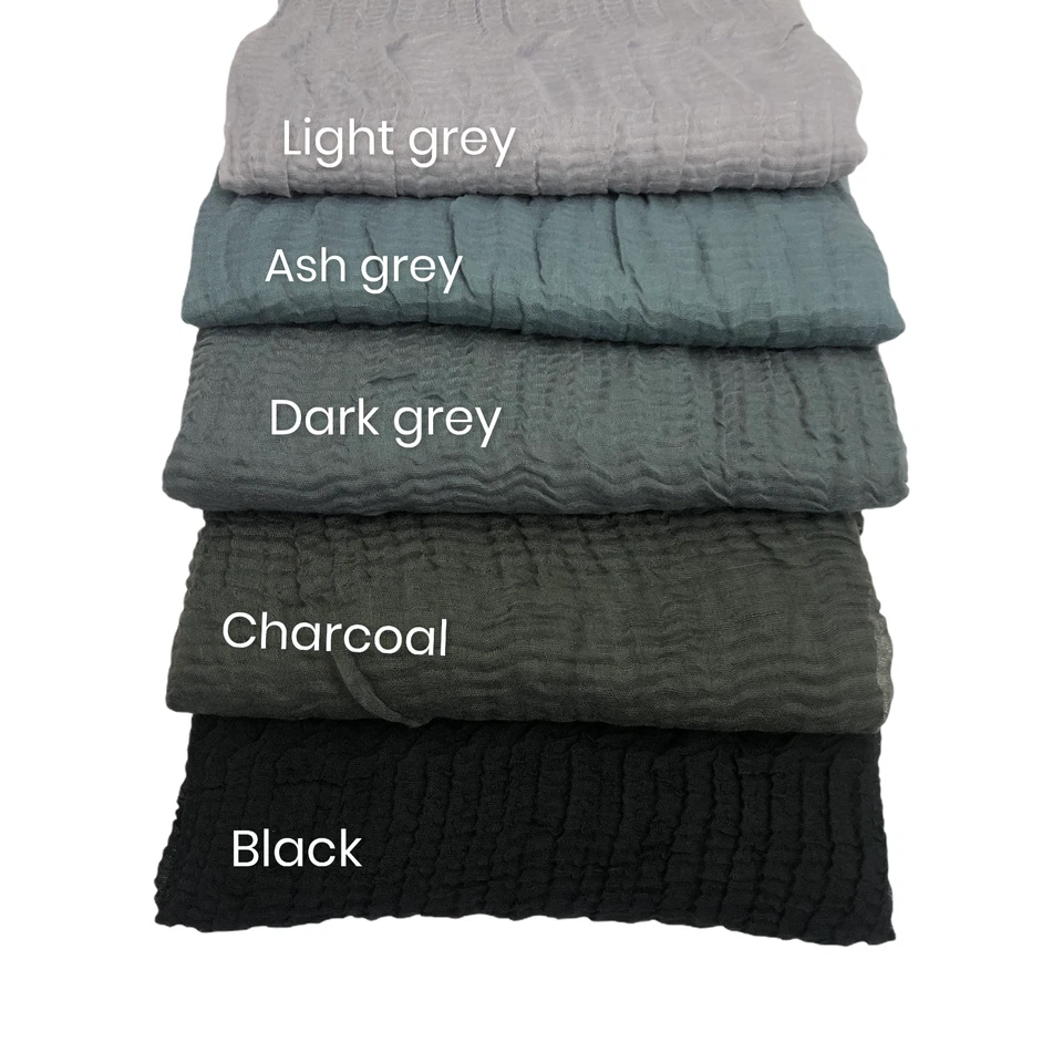 New Style Cotton Crinkle Pleated Plain Maxi  Large Hijab Scarf  Headscarf Muslim - Image 2 of 4