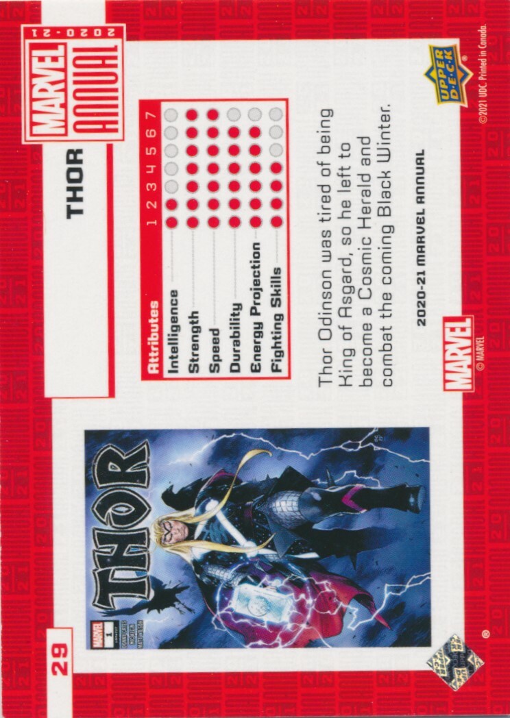 29 THOR 2020-21 2021 Upper Deck Marvel Annual | eBay
