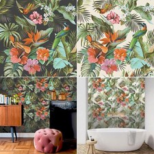 Paradise Birds Rasch Wallpaper Exotic Floral Leaves Tropical Textured Vinyl
