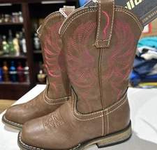 Rollda Girls Hisea NZX07TCP Brown Leather Mid Calf Cowgirl Western Boots Size 8