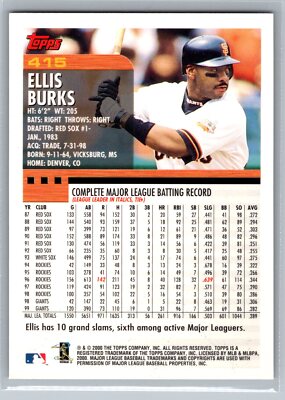 2000 Topps Baseball #415 Ellis Burks San Francisco Giants | eBay