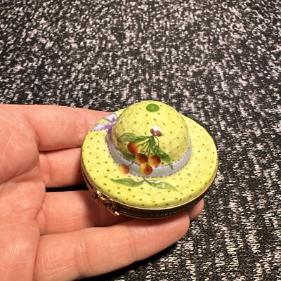 Vintage Limoges Peint Main PV Hat Trinket Box