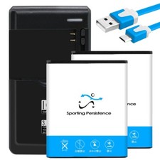 Grade A 2x 3770mAh Battery Quick Charger Cable for Motorola Moto E5 Play XT1921