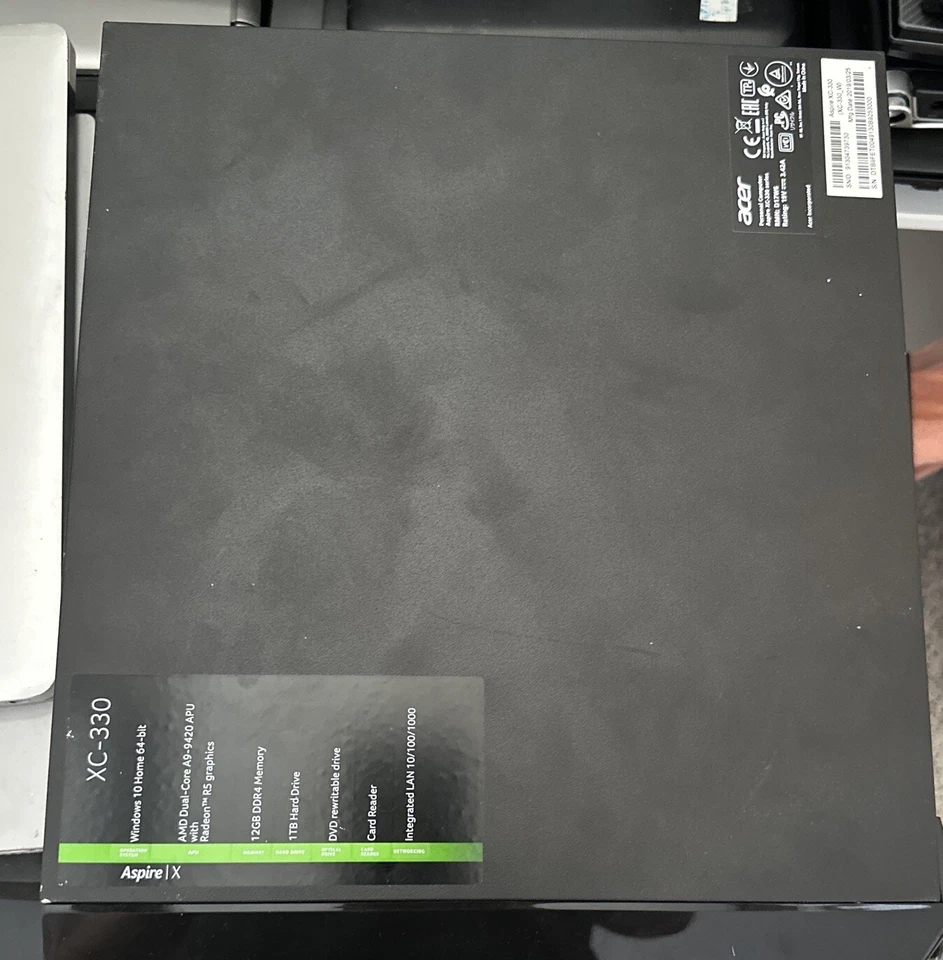 Acer Aspire XC-330 Desktop AMD A9 A9-9420 12GB DDR4-SDRAM SSD 256GB Windows 10 - Immagine 3 di 4