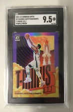 2021-22 Giannis Antetokounmpo Donruss T-minus 3.2.1. Purple Prizm #3 SGC 9.5