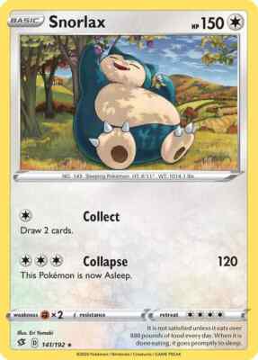 Snorlax 141/192 Rare Rebel Clash Pokemon TCG | eBay