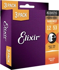 Strings, Acoustic Guitar Strings, Phosphor Bronze with NANOWEB Coating, Longest-