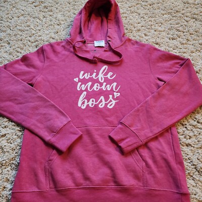 Mother's Day: ''Wife, Mom, Boss'' Hoodie, Size Womens Medium, Color Pink, NWT
