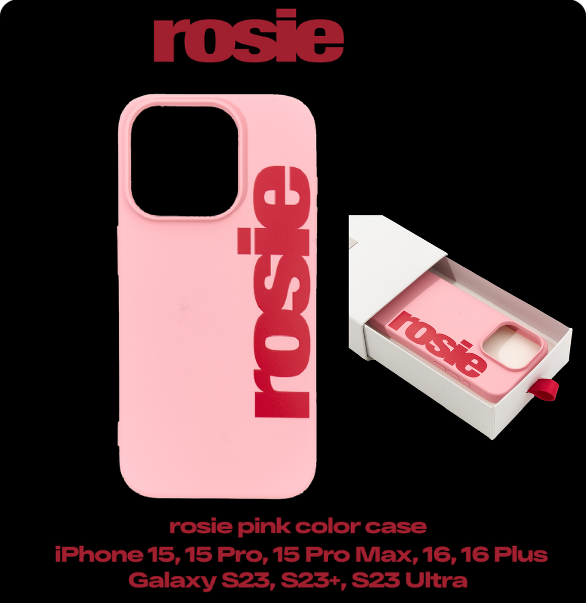 ROSÉ[ROSIE]PINK ROSIE COLOR CASEiPhone16 BLACKPINK ROSE Rosie Phone Case iPhone 15 16 series, Galaxy
