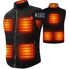 DUKUSEEK Heated Vest for Men Rechargeable Fleece with Upgraded 7.4V Battery