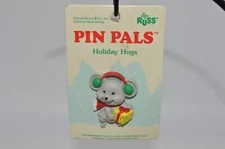 Vintage Russ 1 1/2" Small Grey Christmas Mouse Pin Pals NEW package NOS Broach