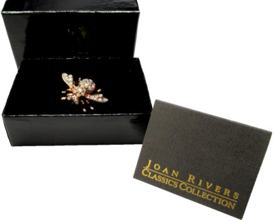 JOAN RIVERS Aurora Borealis Rhinestone Fly Bee Bug Brooch In Original Box!