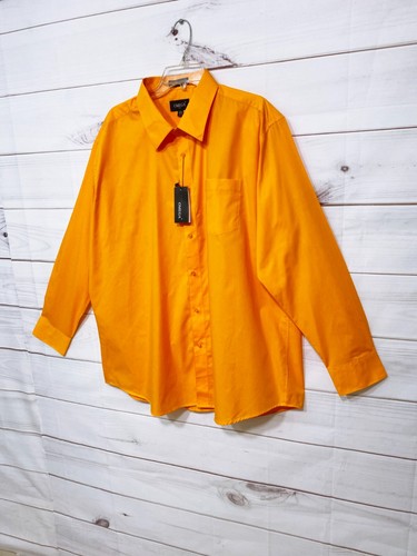 Omega Italy Mens Shirt Size 2XL Orange Button Up Pocket Long Sleeve - Picture 3 of 6