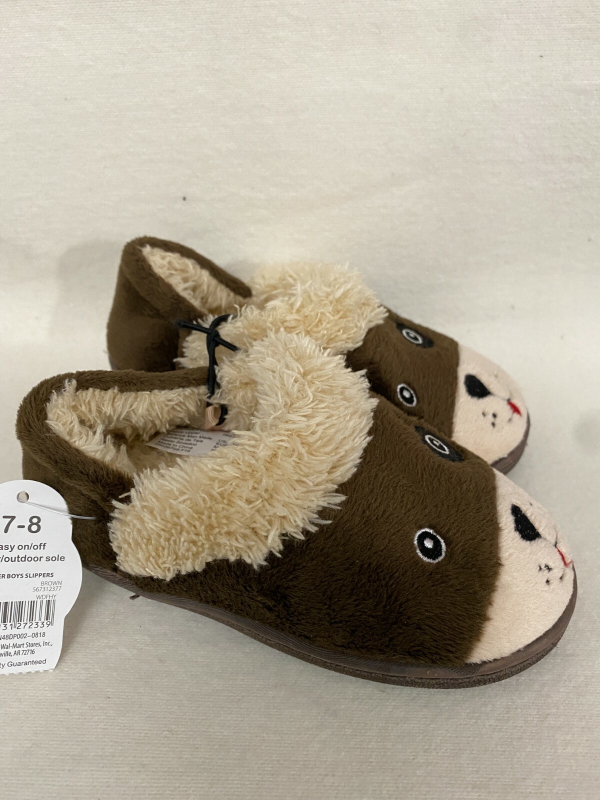 SAOLA Wonder Nation Ciabatta Bambini 7 8 Orso Marrone Sherpa Foderata in Pile Suola in Gomma