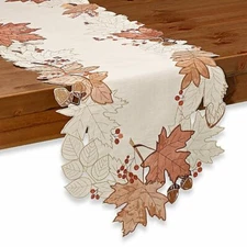 Burwell Fall Leaf Cutwork table runner 72" x 14"