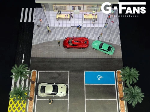 1:64 Diorama Car Garage Model LED Lighting Car Parking Lot Scene Display Model - Picture 23 of 43