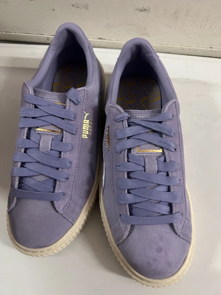 Zapatilla deportiva Puma gamuza plataforma mono satinado para mujer color lavanda-susurro-dorado 7,5 Foto 2 de 4