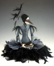 Cloth Art Doll Pattern Class Tutorial "The Raven" by Cindee Moyer