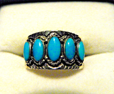 Kingman Türkis Bandring (1,50 ct) in 925 Sterling Silber Gr. 6