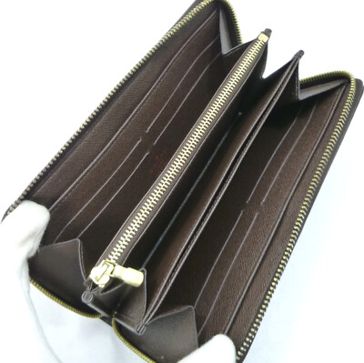 Authentic LOUIS VUITTON Zippy Wallet M60017 Damier Ebene Canvas